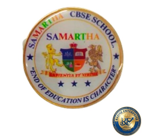 Round Custom Metal School Logo Badge - Color: White
