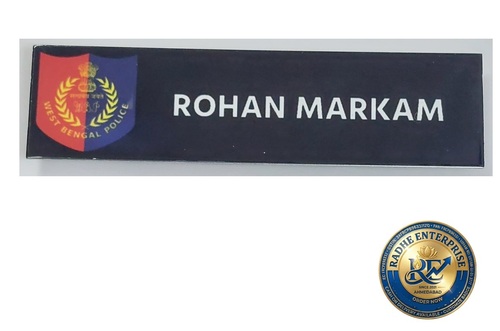 West Bengal Police Name Plate Custom Name - Color: Black With White Lettering As Shown