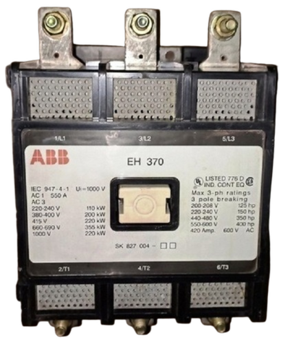 Abb Eh 370 3-Pole Power Contactor 550A Ac-1 200Kw Ac-3 Heavy Duty Air Contactor - Power Rating: 550 A