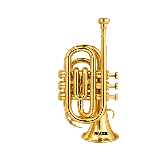 Gold Pocket Compact Brass Trumpet Musical Instrument - Size: Free