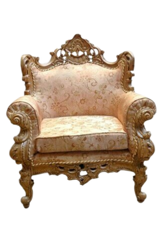 Honey Brown Teak Wood Victorian Sofa Chair - Assembly: No Assembly Required