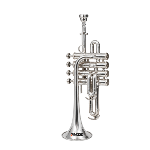 Silver Piccolo Compact Brass Trumpet Musical Instrument - Power Source: Manual
