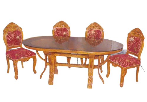 4 Seater Teak Wood Oval Dining Table Set - Application: Home Use