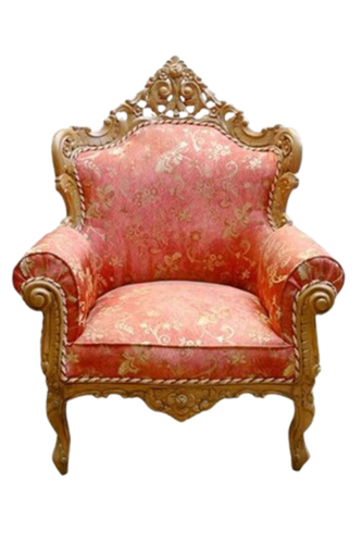 Red Teak Wood Baroque Sofa Chair