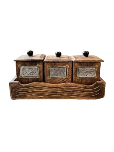 Wooden Tea Coffee Sugar Organizer - Assembly: No Assembly Required