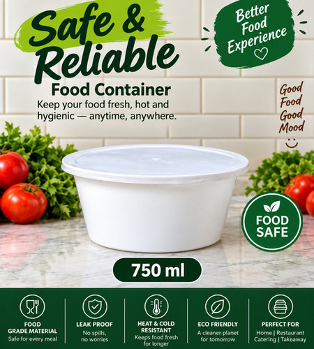 Round Plastic Containers - Color: White