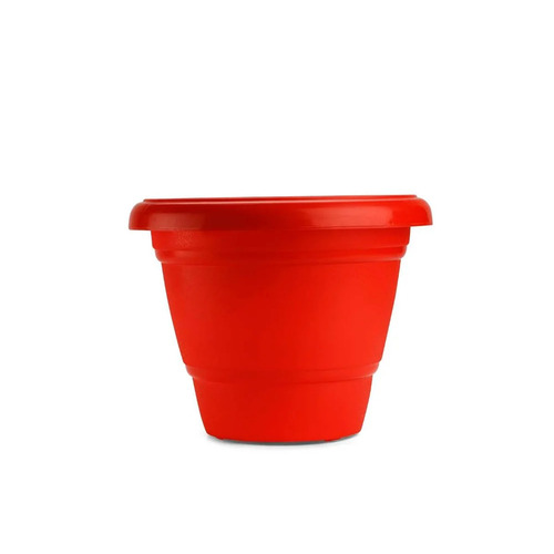 14 Inch Plastic Round Planter - Color: Red