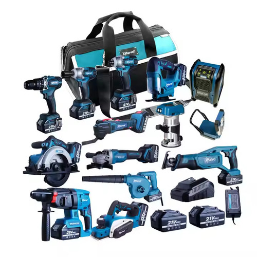 Full set MARVEL 10 Pieces 21V 4.0Ah 3.0Ah Brushless Rotary Hammer 20V 18-volt Cordless Power Tool Combo Kit