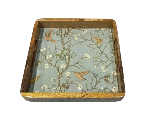 Square Decorative Mango Wood Serving Tray 9.5X9.5 - Color: Multicolor
