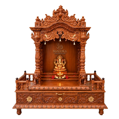 Handcrafted Teak Wood Pooja Mandir For Home