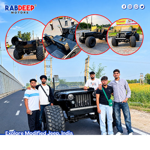 Open Top Jeep Modification - Mild Steel, Customized Color, Manual Diesel/petrol | Reinforced Roll Cage, Upgraded Suspension, All Terrain Wheels