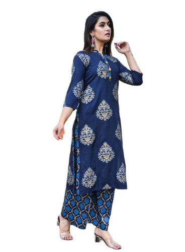 Ladies Salwar Suits - Cotton Blend, Blue, Regular Fit | Breathable, Washable, Quick Dry, Anti-Wrinkle