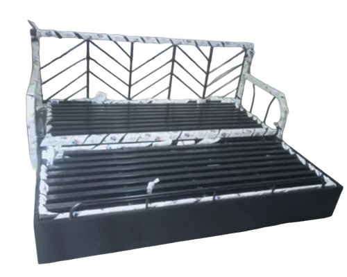Powder Coated Metal Sofa Cum Bed - Color: Black