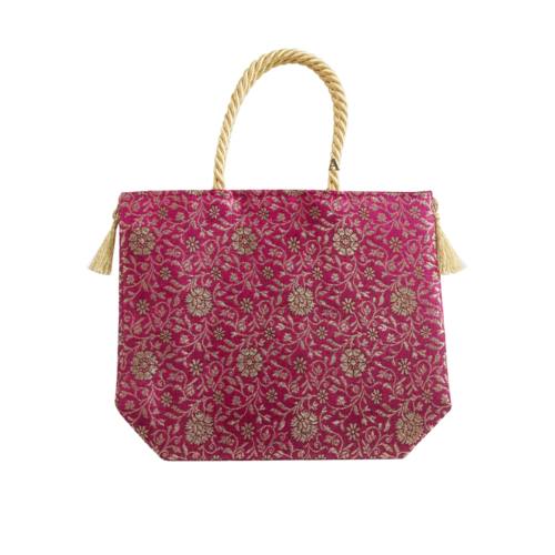 Premium Banarasi Silk Bags - Silk, Hand Length Handle, Custom Color & Design, Red, Shopping Use