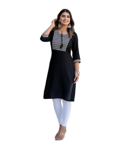 Casual Ladies Kurtis - Cotton, Sizes S-XXXL, Black & White, Printed | Breathable, Washable, Quick Dry, Anti Wrinkle, No Fade