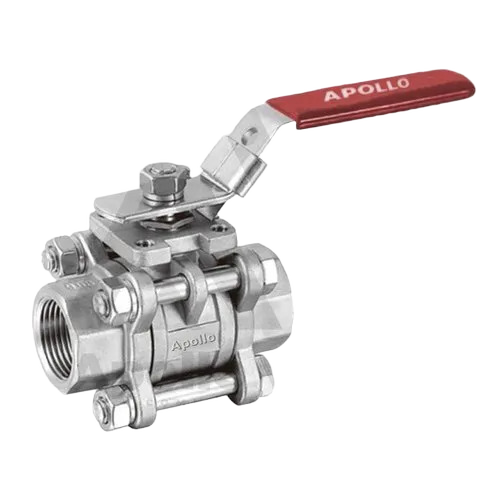 Manual Three Piece 2 Way Ball Valve Screwed End