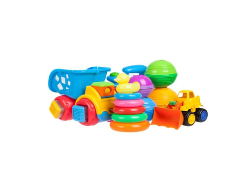Plastic Baby Toy - Plastic, Standard Size, Multicolor | Lightweight, Four Free Rolling Wheels, Colorful Child Friendly Design