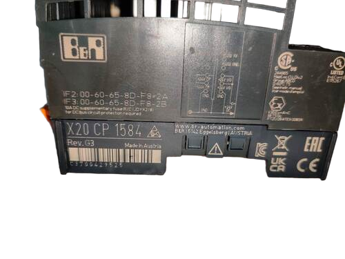 B&R X20 Cp 1584 Compact Cpu Processor Module X20Cp1584 Rev G3 Plc - Usage: Industrial Automation: High-Speed Packaging Machinery