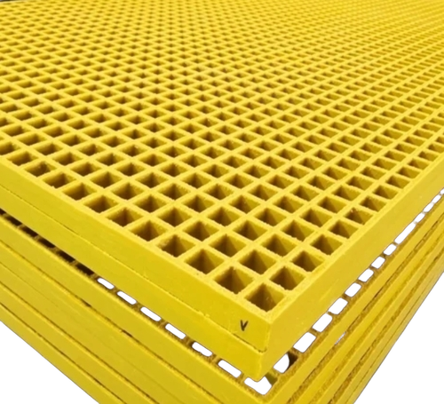 Fiberglass Mesh Type Grating - Color: Yellow