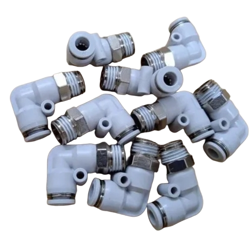 Pneumatic Male Elbow - Color: White