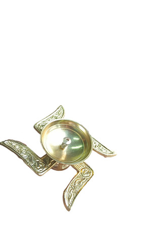 Aluminium Swastic Diya - Color: Golden