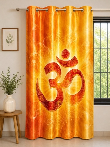 Poly Knitted Om Premium Curtain Window/Door/Long Door Curtains, Upto 40% Room Darkening | for Living Room and Bedroom | Set of 1 | 5 Ft | 7 Ft | 9 Ft