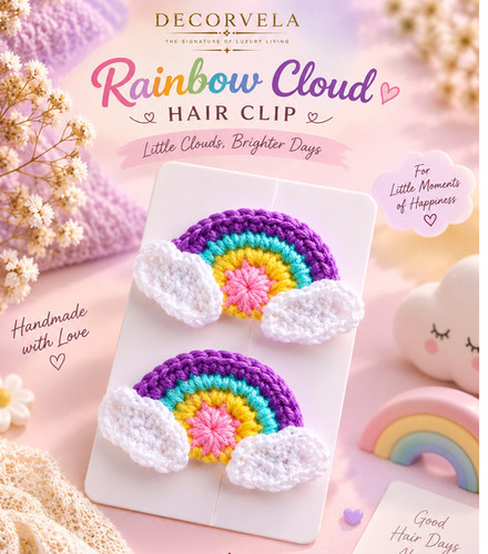Rainbow Cloud Hair Clip - Color: Purple