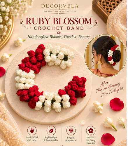 Ruby Blossom Crochet Band - Color: Cream White