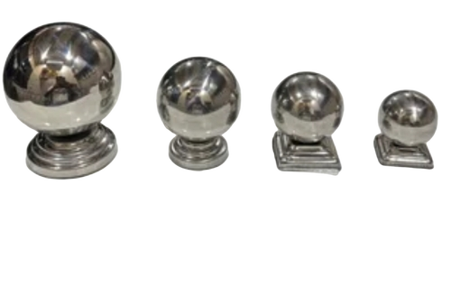 Stainless Steel Hollow Half Round Railing Ball - Color: Silver
