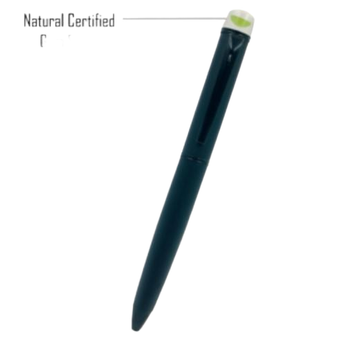 DIAMANTE A LA MODE Black Pen With Natural Certified Gemstone (PERIDOT)
