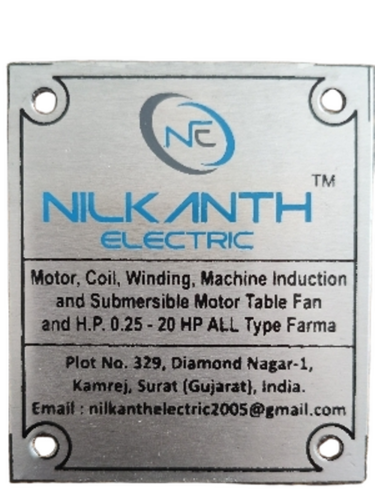 Aluminium Name Plates - Application: Industries