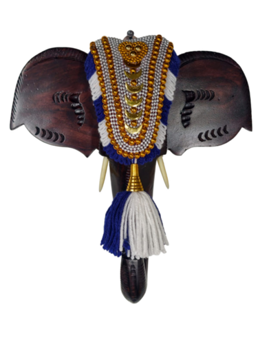 Elephant Silver Pooram Head - Color: Multicolor