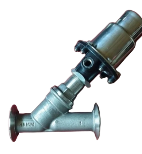 Pneumatic Angle Seat Valve T/C End - Color: Silver