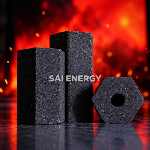 Cocotronics Energy Hexagonal Coconut Shell Black Charcoal Briquettes 75% Fixed Carbon 5100-7500 Kcal/kg Ash Content 10-25% Long
