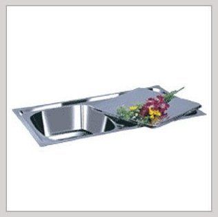 Silver Single Bowl Kitchen Sink With Sliding Drain Board 