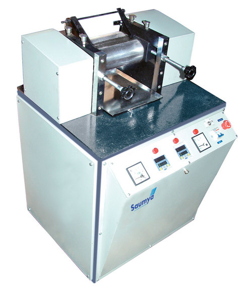 Saumya Two Roll Mill - Corrosion Resistant Steel, 150 mm Diameter Rolls | Fixed Speed with Adjustable Friction, Central Lubrication System, Emergency Stop Switch