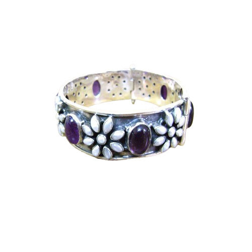 Amethyst Silver Bangle