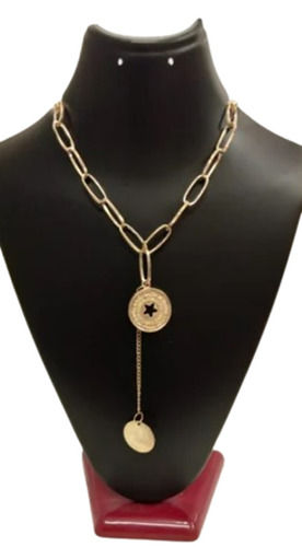 Brass Golden Fashion Necklace For Party Wear