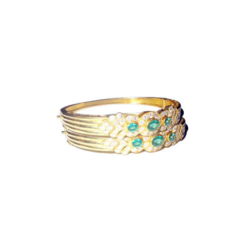 Yellow Gold Diamond Emerald Bangles