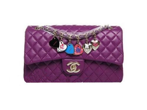 Violet High Sheen Finish Channel Handbags