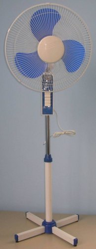 Electric Stand Fan - 66mm Pure Copper Motor, 1.25m Height, White-Blue Color | 3 PP Blades, 5 Star Energy Efficiency, 3 Speed Control with Piano Key Switch
