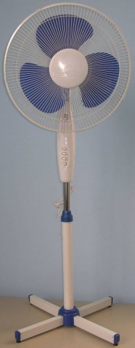 High Performance Stand Fans - 1.25m Height with 3 PP Blades, 45W Power and 5 Star Energy Rating | White-Blue Color, 3 Speed Settings with Piano Key Switch