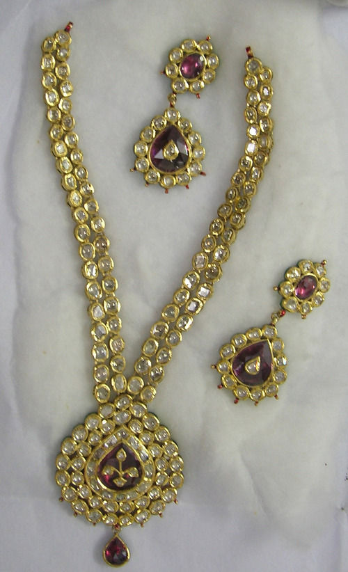 Diamond Polki Kundan Meena Necklace Set at Best Price in Jaipur ...