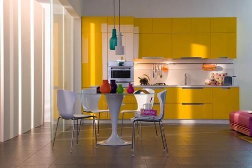 Yellow Colored Lacquer Kitchen Cabinets Dimension(L*W*H): Various Dimensions Are Available Millimeter (Mm)