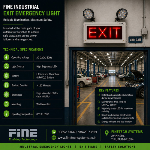 Industrial Emergency Light With Exit Sign