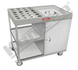 SOILED DISH & GLASS CARRYING TROLLEY WITH GARBAGE CHUTE & IN-BUILT BIN HOLDER