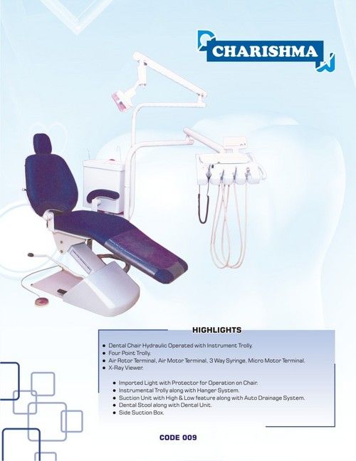 Hydraulic Operated Dental Chair With Instrument Trolley Charisma