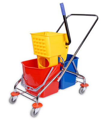 Side Press Double Buckets Mop Wringer Trolleys