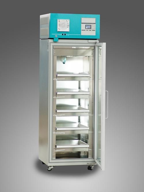 Blood Bank Refrigerator - Stainless Steel, Vertical Cabinet with 4Â°C Temperature Control | Microprocessor Controls, Audible/Visual Alarms, Forced Air Circulation, 3-Layer Transparent Door