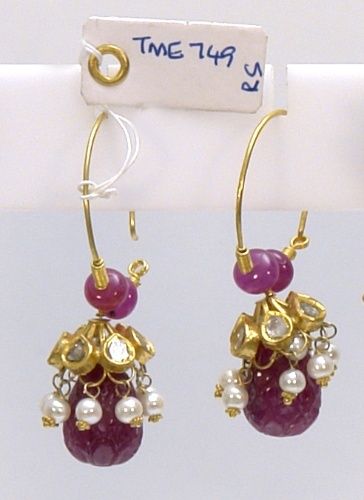 Ruby And Diamond And Pearl Earrings